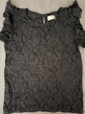 Max Black Floral Lace Blouse – Women's Small